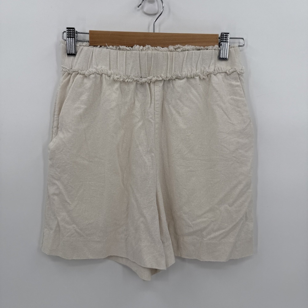 H&M Womens 100% Raw Silk Cream Comfort Pocket Shorts Size XS Beachy Travel